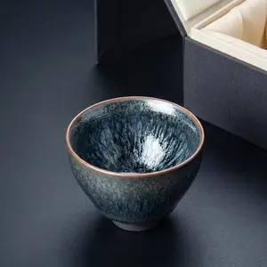 Hand-Painted Floral Tea Cup with Converging Rim | Small Ceramic Cup for Tea & Espresso