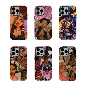 Cartoon Girl Phone Case, Cute Glam Illustration Protective Phone Cover, Stylish Fashion Phone Case Gift Idea