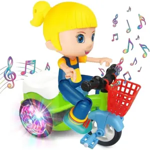 Creative Stunt Tricycle Toy for Boys and Girls with Led Lights ,Toddler Electric Tricycle Toy Motorcycle with 360° Rotationand Multi-Function Design Toddler Ride-on Toy Without Battery