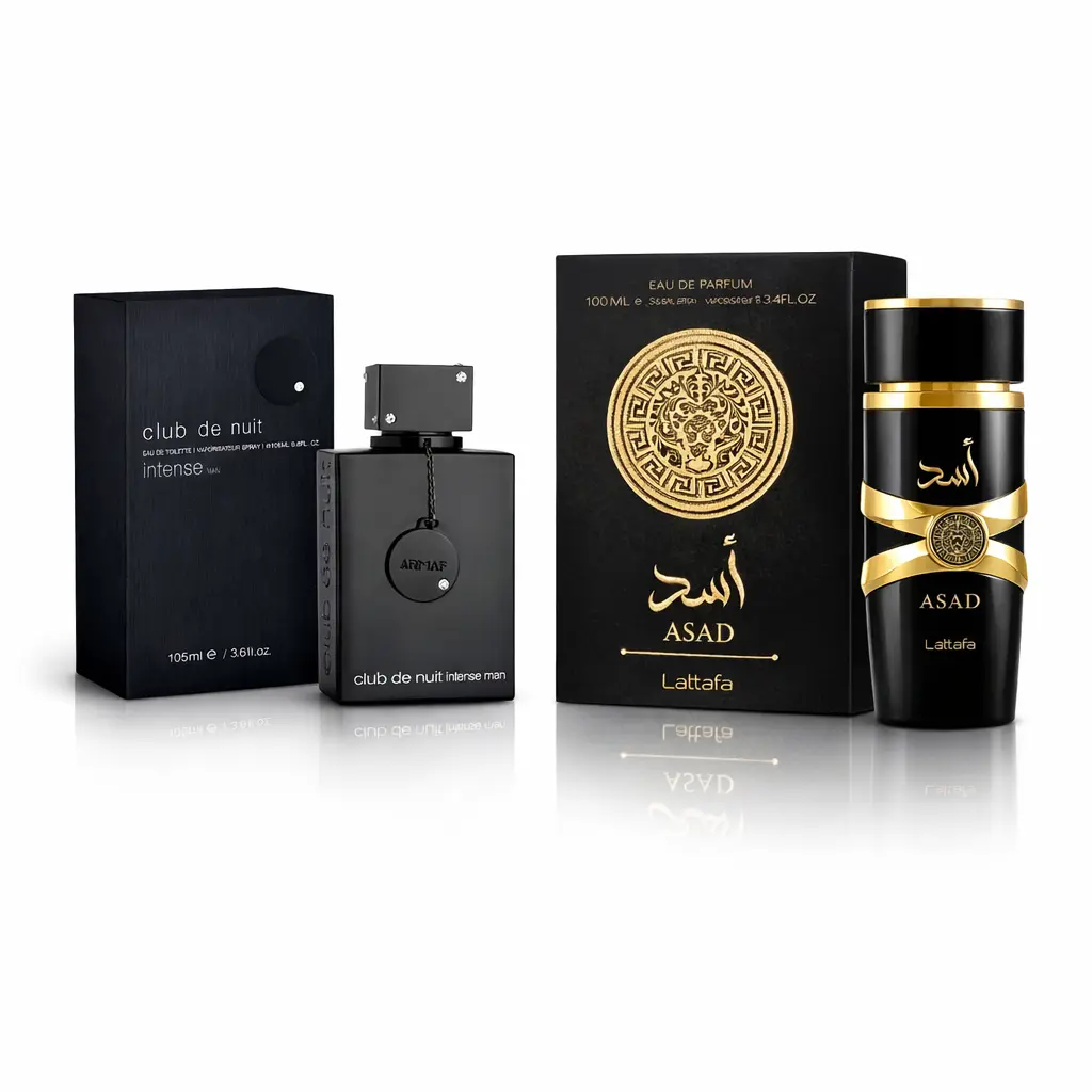 Armaf CDN Intense EDT & Lattafa Asad EDP Perfume Set | Oriental Fragrance with Ambergris Notes | 3.4 oz Sprays for Men, Mens Gifts & Perfume for Sale, Luxurious Scent, Pineapple, Vanilla Scents, Men's Fragrance, Adults, Sweet Spicy, Multi-Pack, 3.4 Fl Oz,