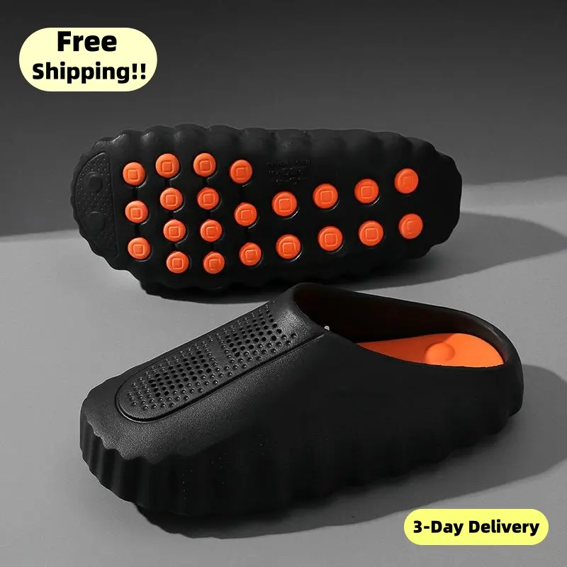 Men's Sport Massage Slide Sandals, Waterproof EVA Slip On with Non-Slip Sole and Air Vents for Street Casual Wear & Post-Workout, Flat Sole, Slippers, Athletic, Round Toe, Men's Shoes, Eva Upper, Sleeve/Shoe Cover, Anti Slip Slides, Breathable
