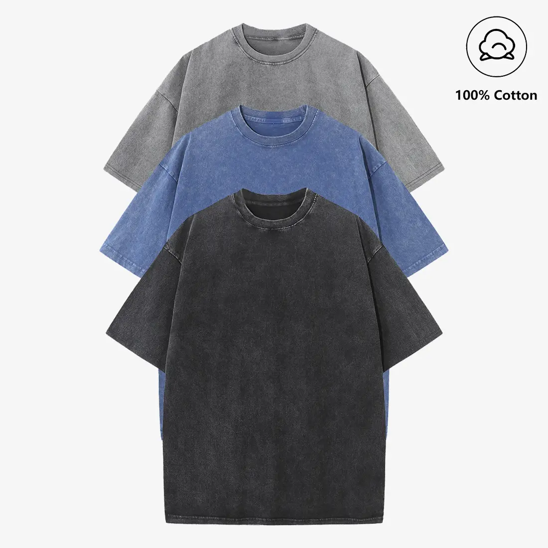 Men's pure cotton T-shirts, 3-pack, 100% cotton, comfortable to wear, perfect for casual outings or outdoor activities, versatile, 3 solid-colored short-sleeve shirts made of pure cotton | Skin-friendly and comfortable holiday gift, ideal for summer wear