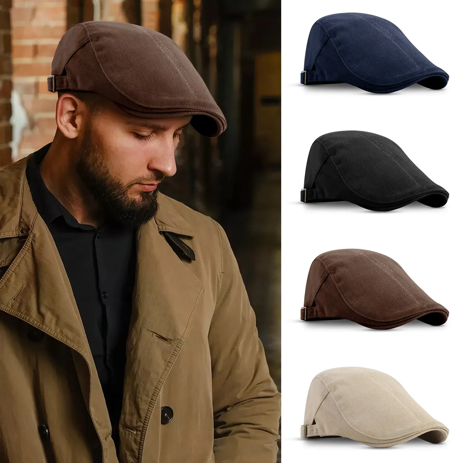 Unisex Wrinkle Resistant Short Brim Beret - Cotton Fabric, Breathable Liner, Adjustable, Lightweight, Soft, Durable, Stylish - Sports & Outdoor Travel Daily Wear Hat