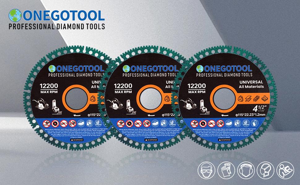ONEGOTOOL 4-1/2 inch Indestructible Cutting Discs for Angle Grinder 7/8" Blades Cut Off Wheels Diamond Tool Metal rebar Porcelain Tile Granite Marble Smooth Cutter