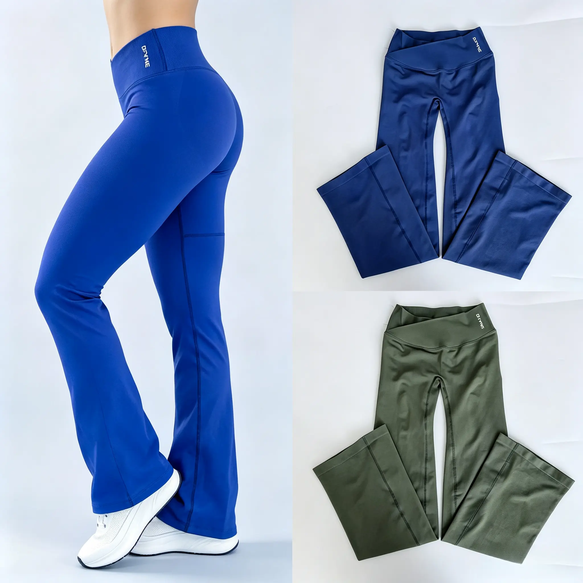 DFYNE Flared Yoga Pants| High Rise Crossover Athletic Leggings, Sculpting Workout Bootcut Pants for Gym & Athleisure