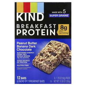 KIND Bars Breakfast Protein Bars, Peanut Butter Banana Dark Chocolate, 6 Packs, 1.76 oz (50 g) Each