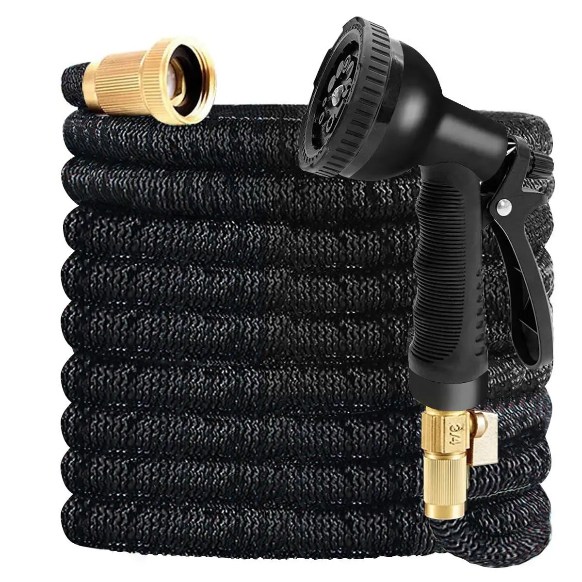 【SummerVibes】Retractable Garden Hose - 100/75/50FT Heavy Duty Superior Strength, 4-Layer Durable Collapsible Latex Core, Extra Strong Brass Connectors, Lightweight Flexible Water Hose for Home Improvement Garden Watering & Irrigation