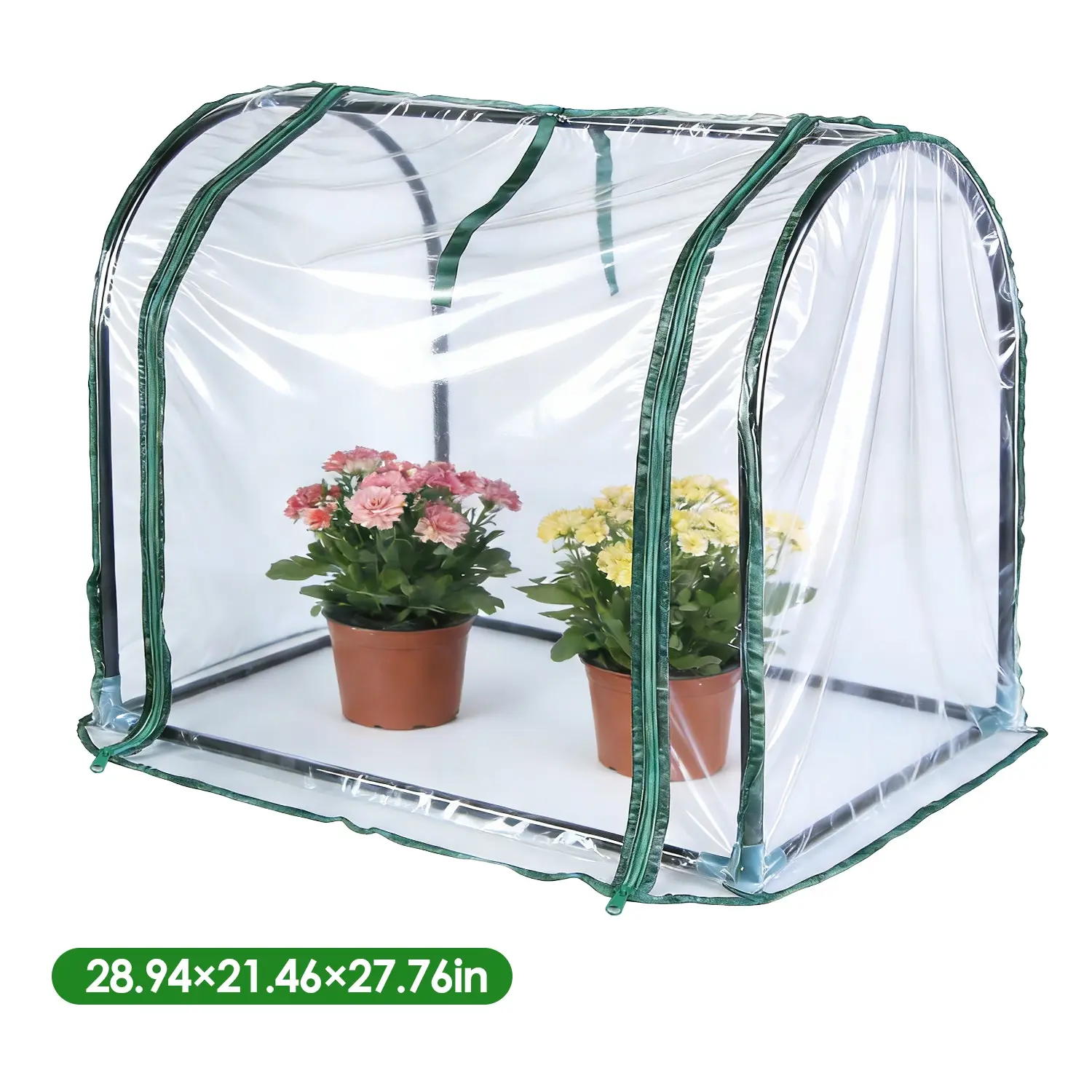 Rectangle Mini Greenhouse (28.94"x21.46"x27.76") - Lightweight Powder-Coated Metal Steel Tabletop Tent with Zipper, Translucent Design, Tool-Free Assembly, Traps Heat/Humidity for Spring Seed Starting (Home Improvement Garden Supplies), Easy Access, Plant