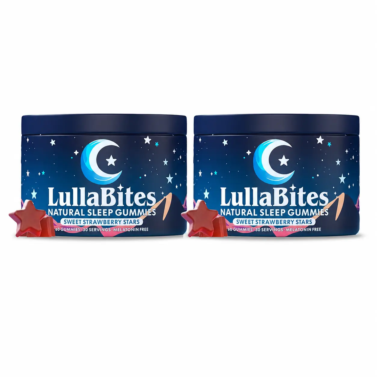 LullaBites Natural Sleep Gummies - 30 Servings - Sweet Strawberry Stars (Melatonin Free)
