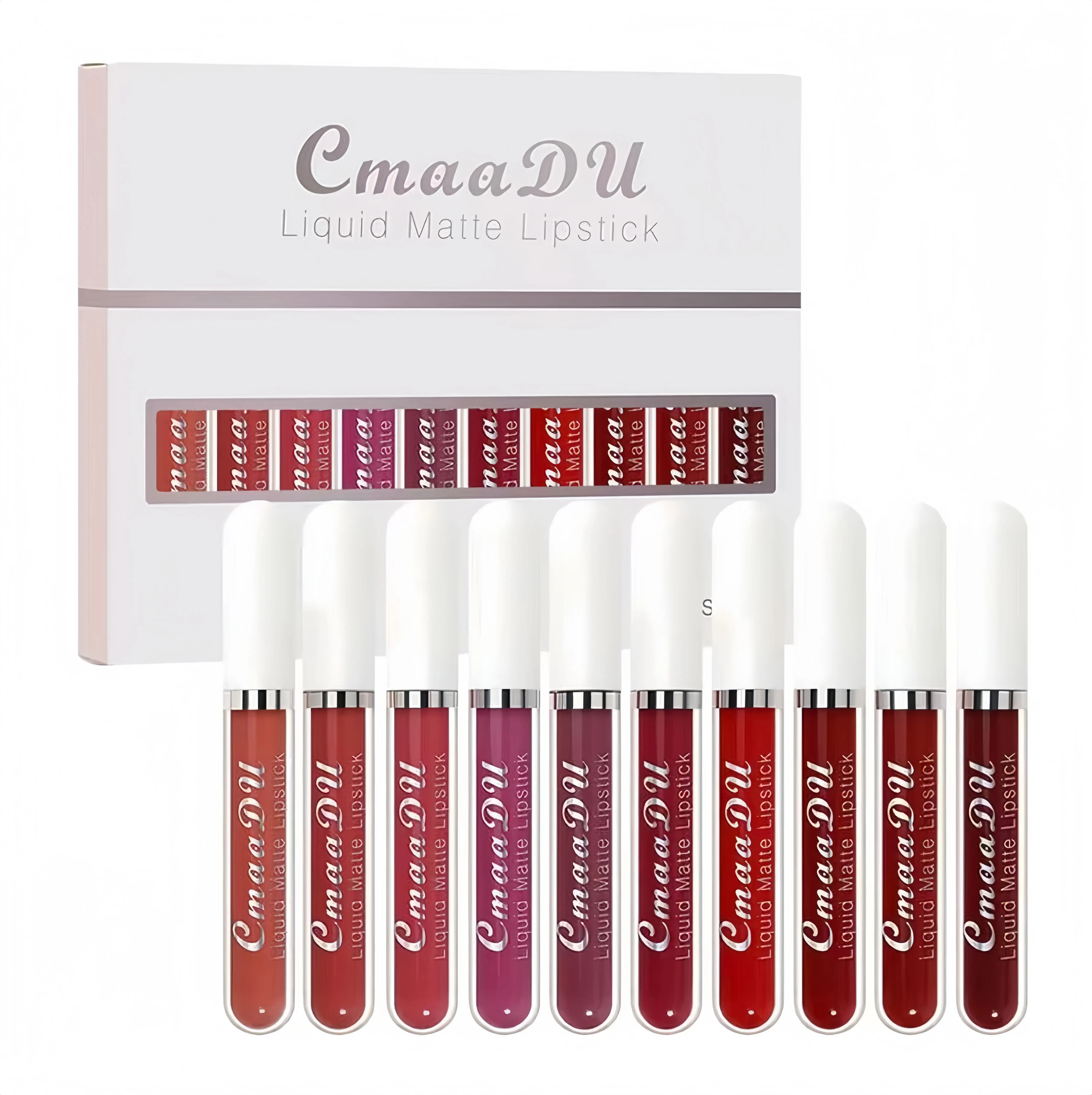 10-Piece Matte Liquid Lipstick Multi-Pack, Long-Lasting Waterproof Cosmetic Lip Glaze with a Non-Stick Finish for All Skin Types, 10 Pcs, Matte Liquid Color, Makeup Products, Beginner Makeup, Acne Prone, Sweatproof Hold