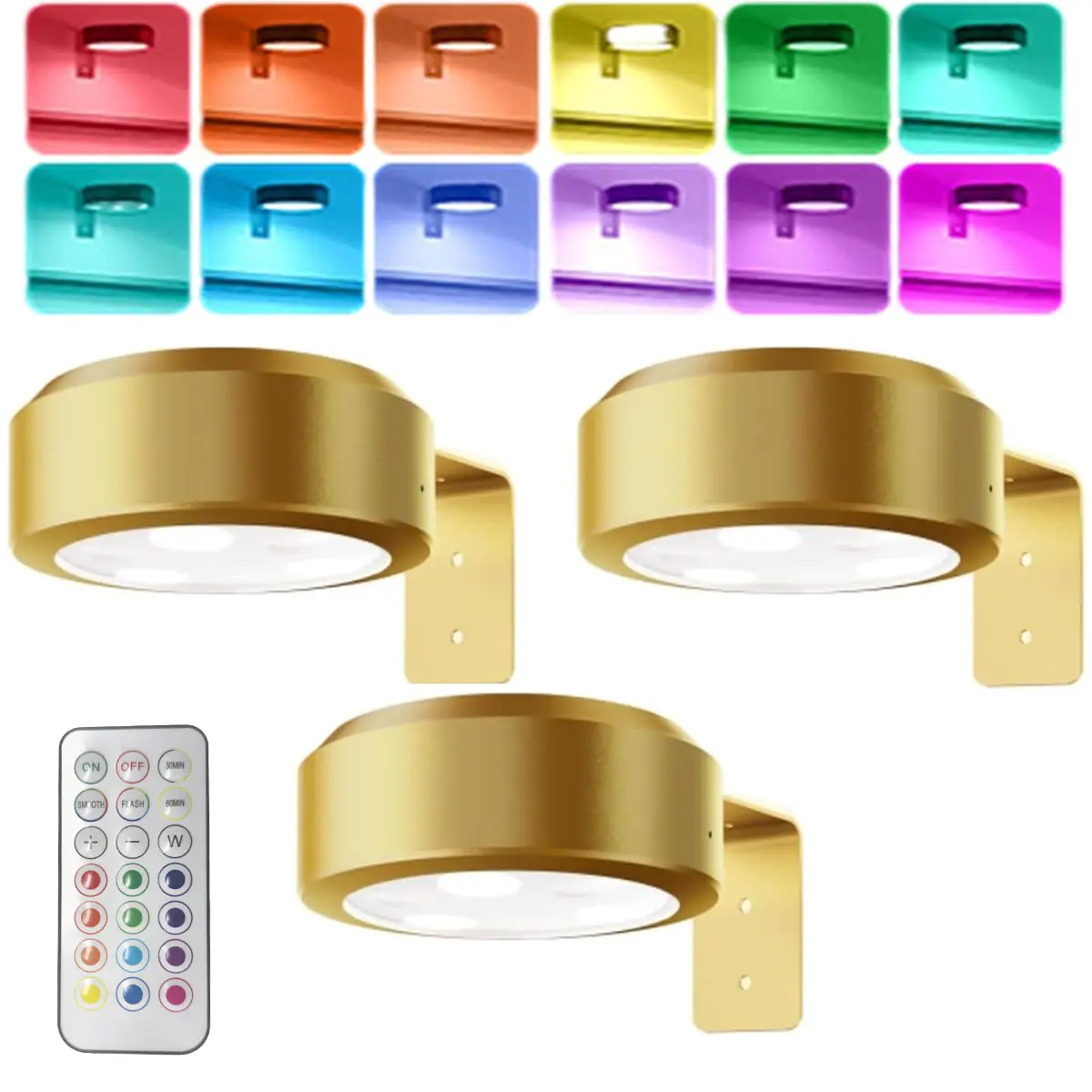 3Pcs Picture Lights,13 RGB Color Magnetic Led Wireless Art Display Light Battery Operated Wall Lights for Pictures with Remote Dimmable and Timer, for Picture Frame Paintings