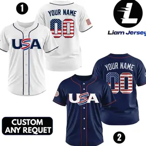 USA Baseball Jersey Custom Name Number, Personalized American Flag Team Uniform for Men Women Youth Kids, Custom Baseball Shirt 2026