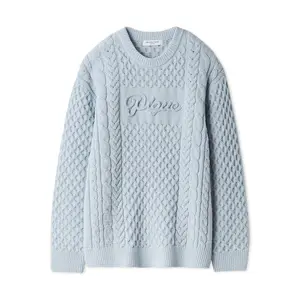 Men's Aran Rope Embroidery Logo Pullover