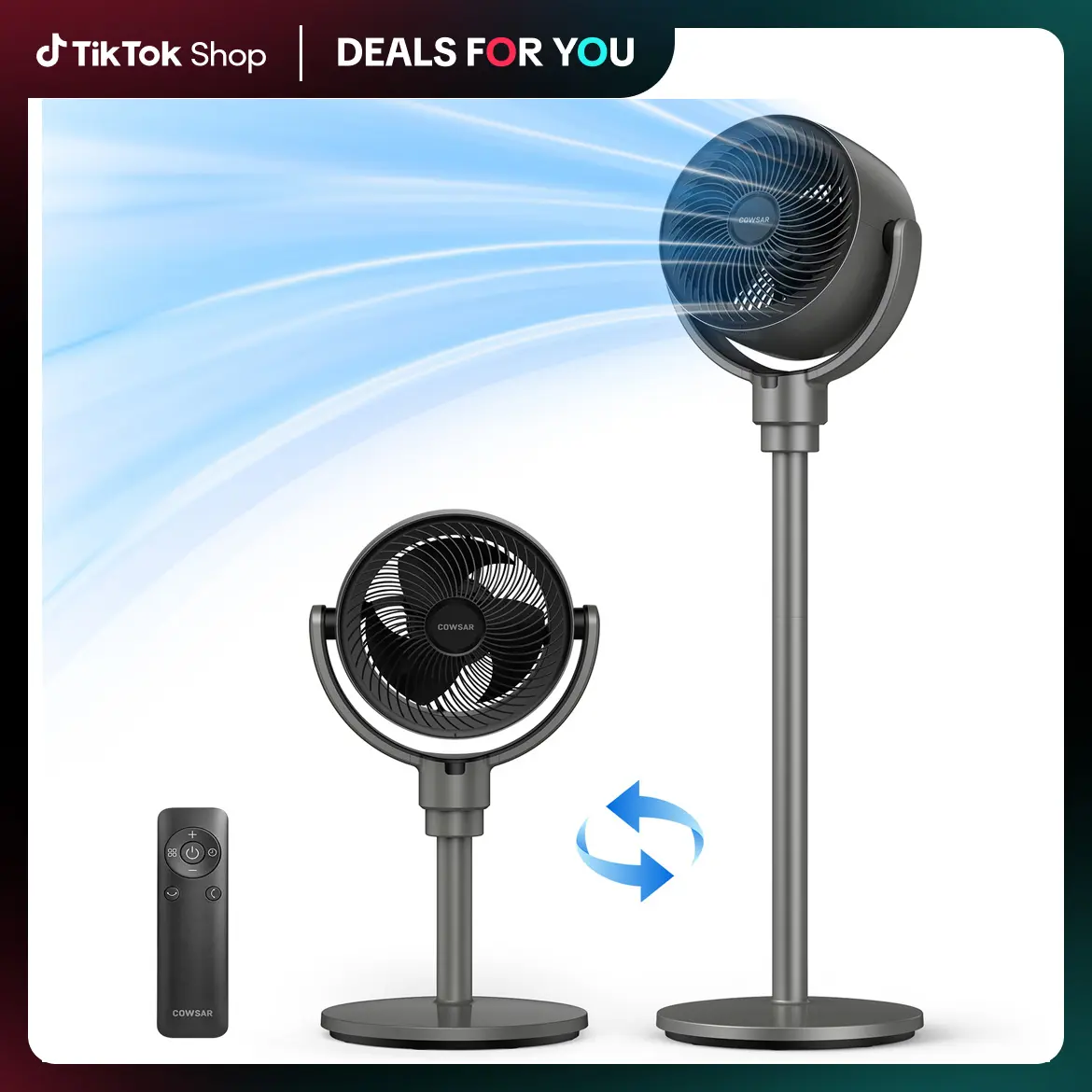 COWSAR Standing Fan for Bedroom, 20dB Quiet Fan, 150°+120°Auto Oscillation Floor Fan with Remote, Adjustable Pedestal Fans for Room, Whole Room Air Circulator Fan, 6 Speeds 3 Modes, 7H Timer, White