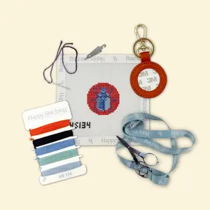 Happy Stitching - Beetlemania Needlepoint Key Fob Kit - All In One Self Finishing Needlepoint kit
