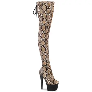 Pleaser Adore-3008SP-BT Women's High Heel Boots, Snake Print Design, Platform Sole