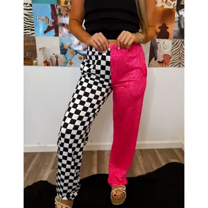 Double Trouble Pink Zebra Checkered Pants