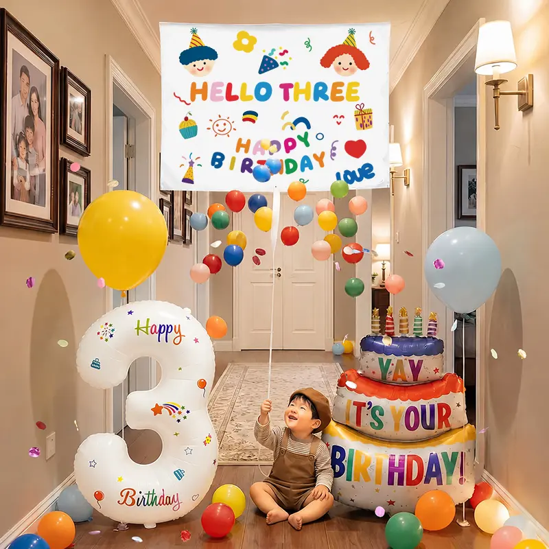 Balloon drop for kids birthday on door,Birthday Party Decoration for kids,Happy Birthday balloon drop birthday Banner Birthday backdrop，birthday banner personalized