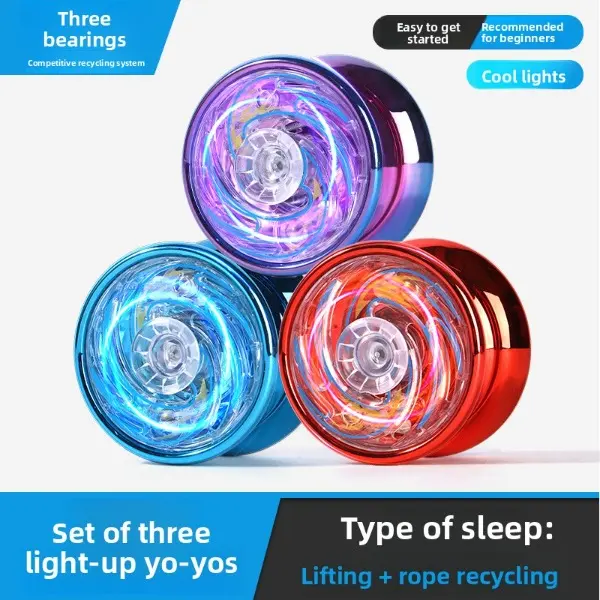 LED Light-Up Yo-Yo for Kids - 3 Colors, Professional 3-Bearing, Auto-Return, Long Sleep Time Toy for Teens