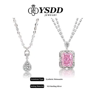 【#160 Special Occasion】Fancy CZ/Synthetic Moissanite Necklace with Detachable Pendant in 925 Sterling Silver