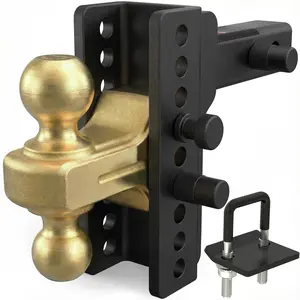 TYT HD-2.5 inch Receiver Adjustable Double Hitch, 6" Drop/Rise Tow Hitch with Dual Balls (2" & 2-5/16"), 14,000 lbs GTW, 1,400 lbs TW, Includes Two Pin Locks & Hitch Tightener