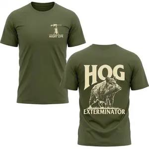 Hog Exterminator Shirt Military Green - Thermal Camo Night Life Shirt Hog Gear, Funny Hog Hunting Shirt for Men, Wild Boar Hunter Pullover Shirt, Outdoor Hunting Apparel, Gift for Hog Hunter