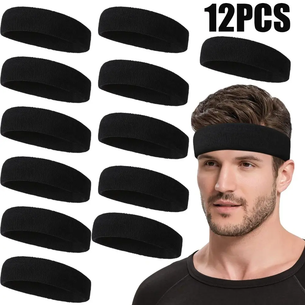 12pcs Sports Headbands - Sweat-Wicking, Comfort Fit for Tennis, Running, Basketball, Yoga & More, Fitness Headwear | Sleek Appearance | Soft Fabric Construction, Exercise Headband