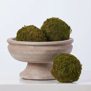Natural Green Faux Moss Ball Decorative Bowl Filler - Set of 3