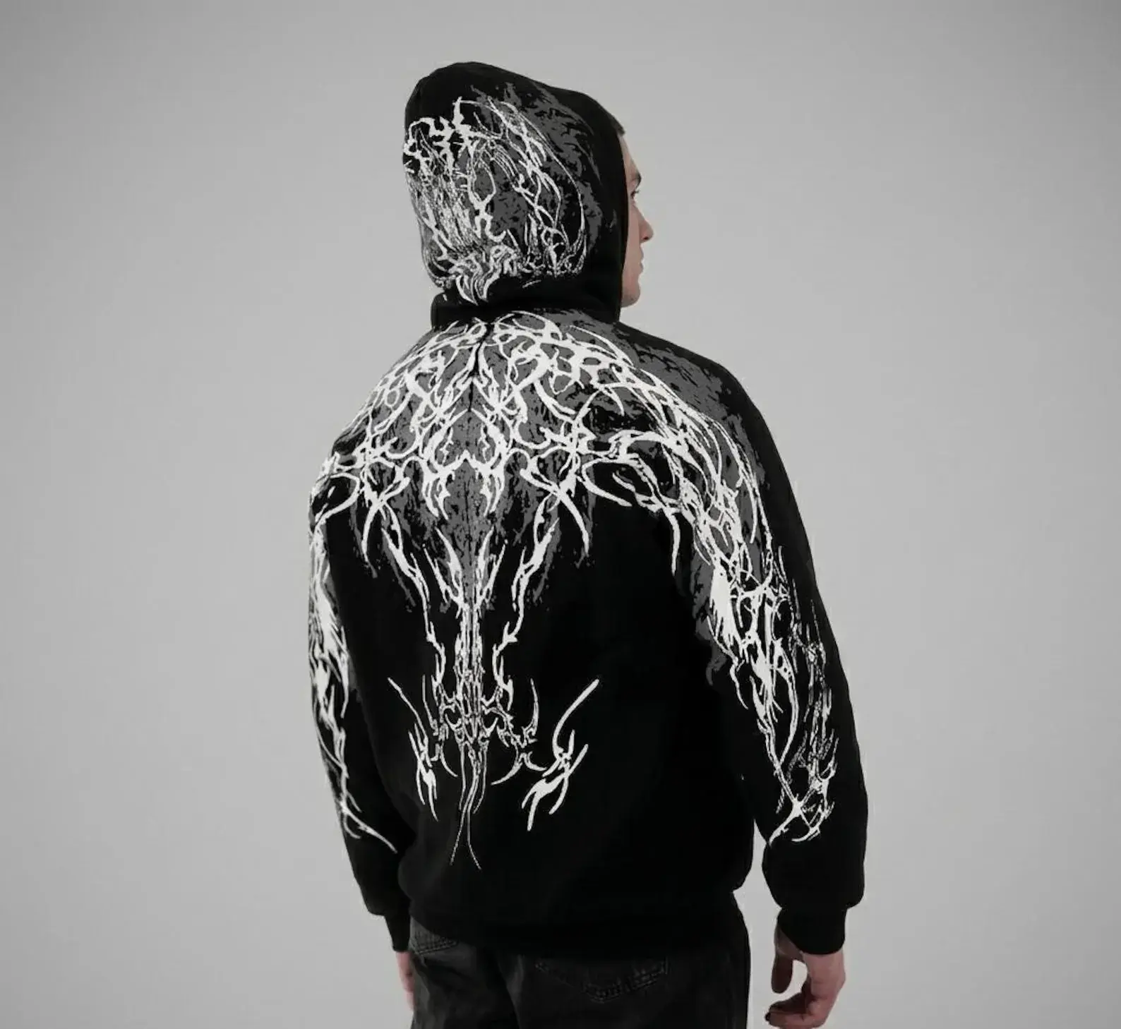 Dark Aesthetic Hoodie Men  Graphic Print Goth Y2K Streetwear Unisex