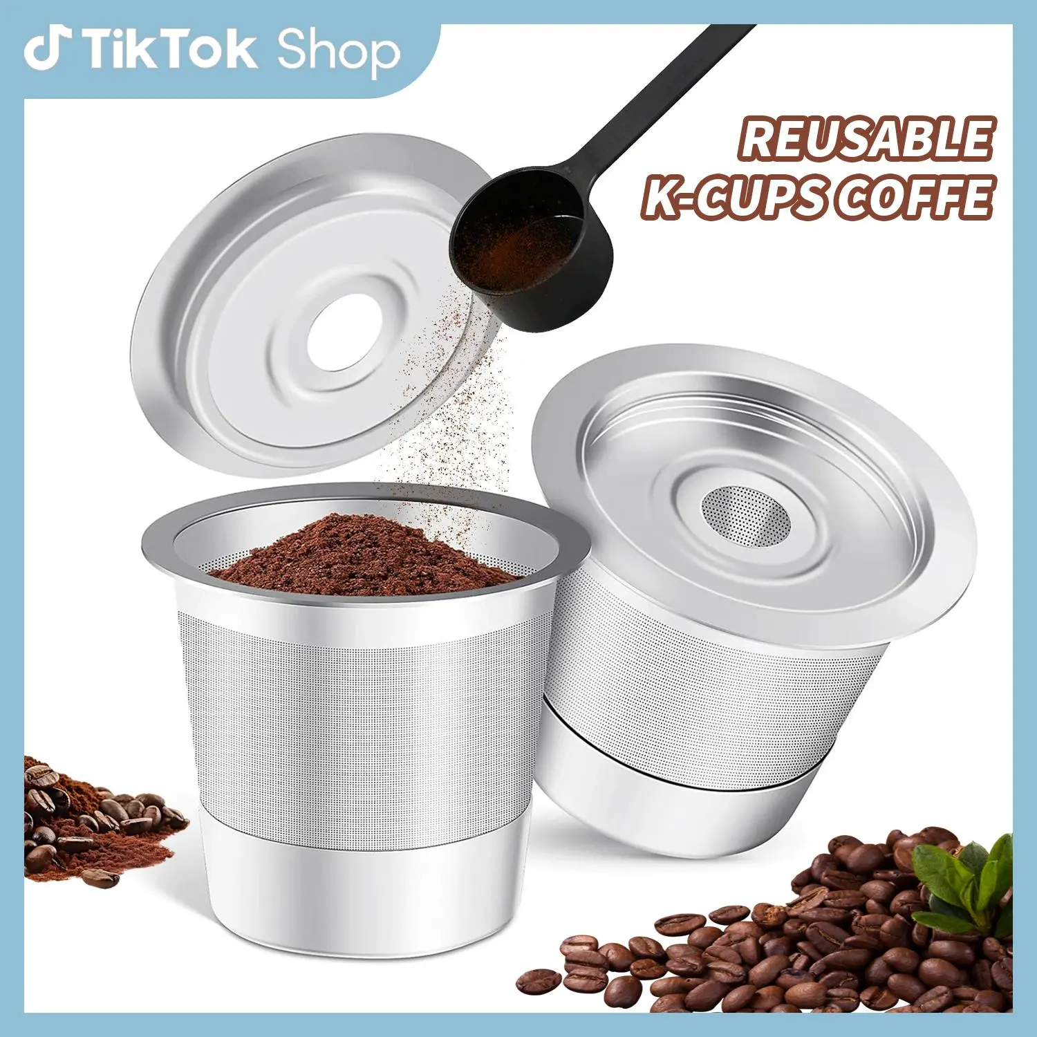 2 Pack Reusable  K-Cups Coffee Pods for Keurig 1.0 Stainless Steel Refillable Eco-Friendly Optimal Extraction Long-Lasting Easy Use