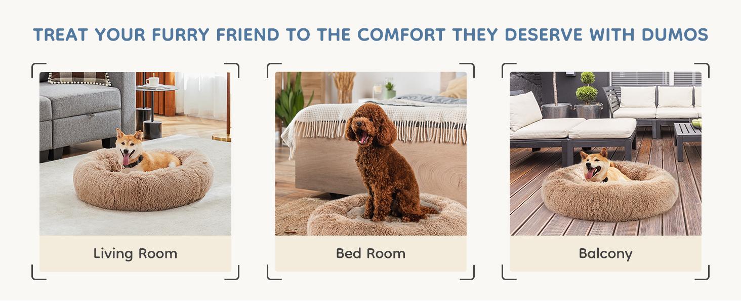 Sweetcrispy Official Soothing Donut Pet Bed for Cats & Pups | Machine-Washable Cozy Nest | Plush Waterproof Faux Fur | Non-Slip Base for Small Breeds