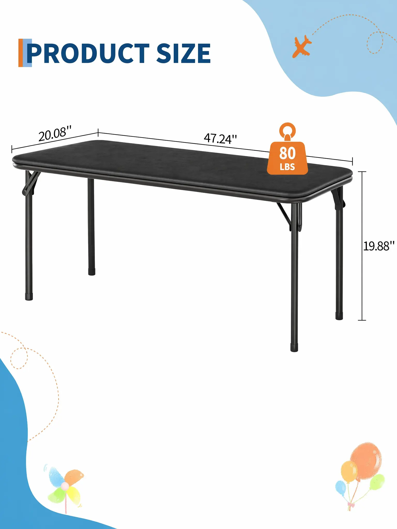 Garvee Folding Table , Portable Toddler Activity Furniture for Classrooms, Dining Rooms, and Daycare Use
