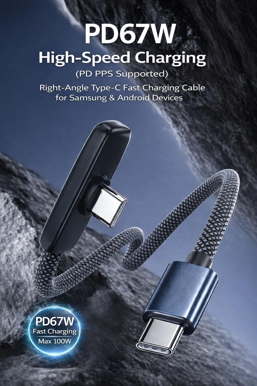 100W Right Angle USB-C Cable Fast Charging PD PPS 67W/240W 6A Braided Cord 45W USB C to USB C for iPhone15/16/17 Pro Max Samsung Android Phones Tablets Laptops 90 Degree No Hand Blocking 100W Right Angle USB-C Cable Fast Charging PD PPS 67W/240W 6A Braided Cord 45W USB C to USB C for iPhone15/16/17 Pro Max Samsung Android Phones Tablets Laptops 90 Degree No Hand Blocking