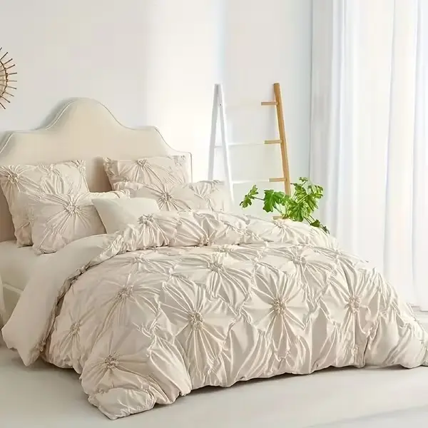 3pcs Bohemian Rhomboid Floral Duvet Cover Set, Soft Breathable All-Season Bedding with 1 Quilt Cover and 2 Pillowcases, Large Size, Pillow Inserts Not Included