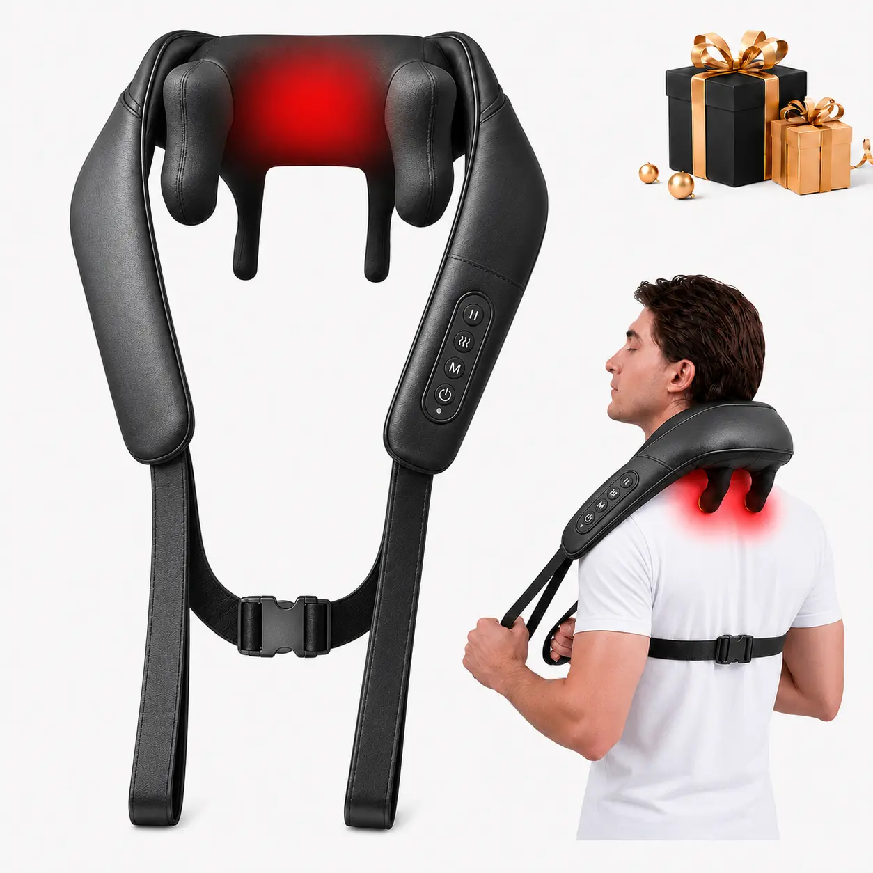 Wireless Neck Massager with Heat, Nekteck 6D Cordless Shiatsu Neck and Back Massager, for Pain Relief Deep Tissue, Ideal Gift for Men and Women