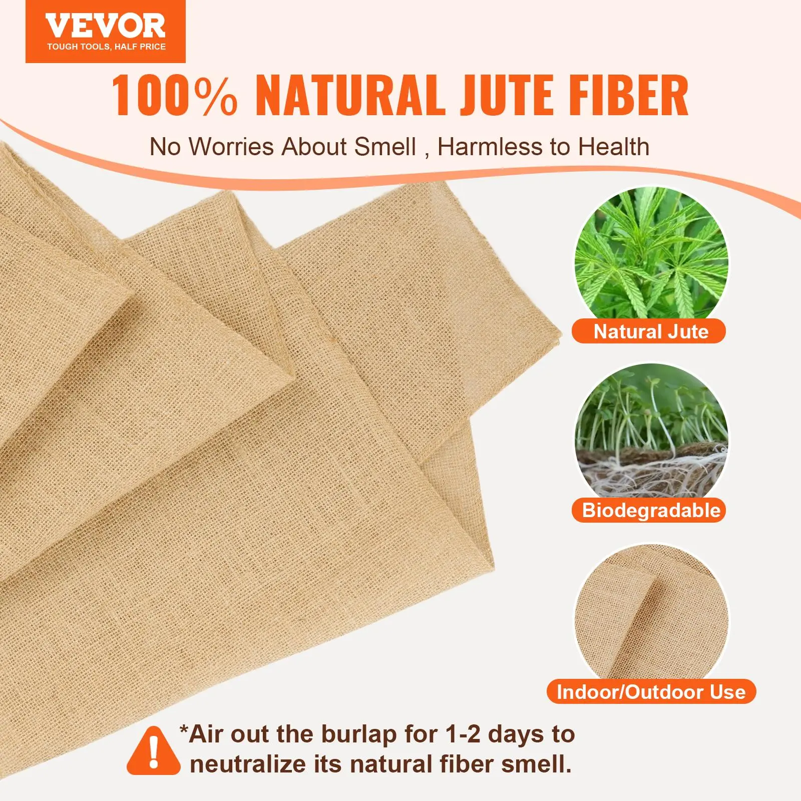 【SummerFinds】VEVOR Burlap Fabric Roll,  , 14” x 30 ft & 50 x 50 High Density Wide Natural Burlap Fabric Rolls, Jute Fabric Burlap Tree Wrap Roll, for Decor, Crafts, Wedding, Gardening, Plant & Tree Winter Covering