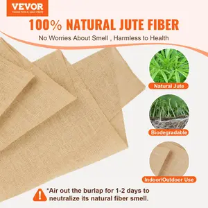 【FathersDayGift】VEVOR Burlap Fabric Roll,  , 14” x 30 ft & 50 x 50 High Density Wide Natural Burlap Fabric Rolls, Jute Fabric Burlap Tree Wrap Roll, for Decor, Crafts, Wedding, Gardening, Plant & Tree Winter Covering