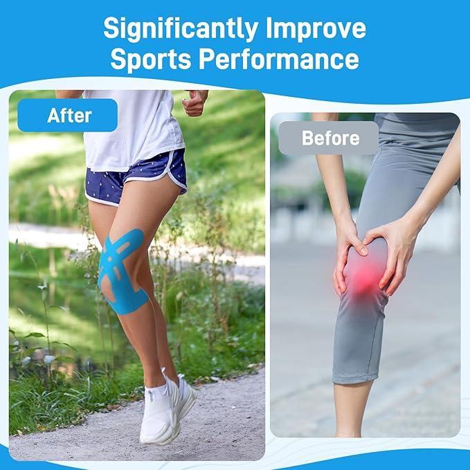 Pre-Cut Kinesiology Tape For Knees Athletic Tape For Knee Support, Stability, And Pain Relief Waterproof, High-Elasticity, Breathable, Hypoallergenic, And Latex-Free Available In Multiple Colors (Ideal For Training And Basketball) Pre-Cut Kinesiology Tape For Knees Athletic Tape For Knee Support, Stability, And Pain Relief Waterproof, High-Elasticity, Breathable, Hypoallergenic, And Latex-Free Available In Multiple Colors (Ideal For Training And Basketball)