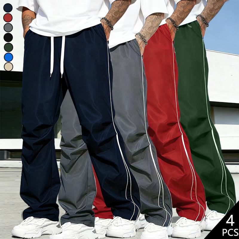 Men’s fashion loose pants with side stripes, comfortable breathable casual jogger sweatpants for all seasons, suitable for outdoor activities and sporty looks—an ideal gift for a husband, son, or boyfriend