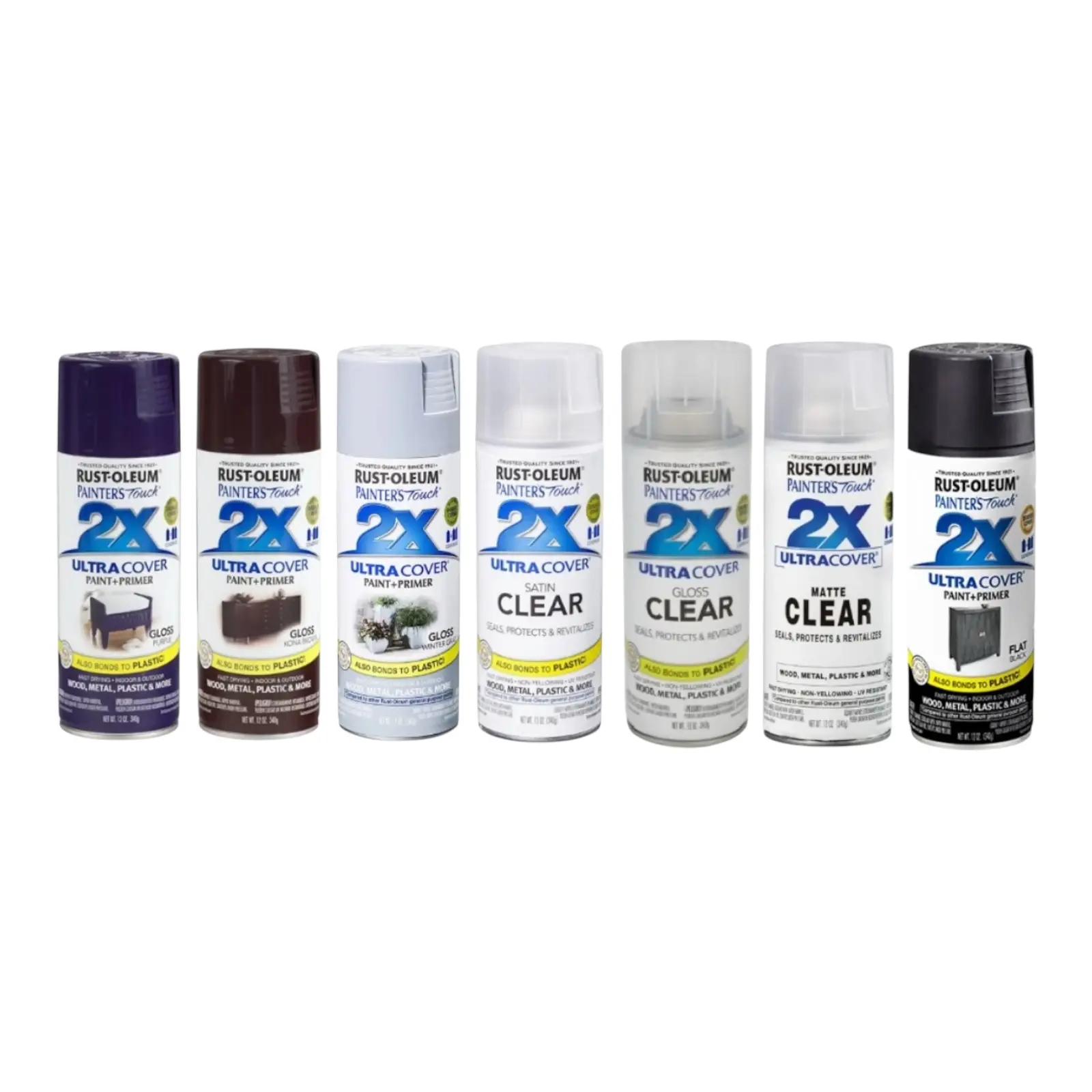 Rust-Oleum Painter's Touch 2x Ultra Cover Oil-Based Spray Paint - Flat White/Gloss Black Finish, 2x Coverage, Interior/Ext., For Metal Surfaces, Plaster, Unglazed Ceramic, Masonry, Multiple Colors Available