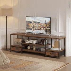 Modern TV Stand with Fabric Storage Drawers, Media Console Table for Living Room Bedroom Large Screen TV