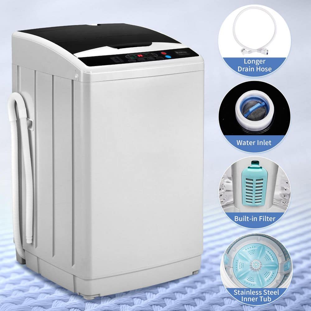ZOKOP 2.3cu.ft Washing Machine, 25lbs. Capacity Portable Washer, 10 Program,5 water levels, with Quick Connect Sink Adapter and Drain Hose, Transparent Lid & LED Display, White