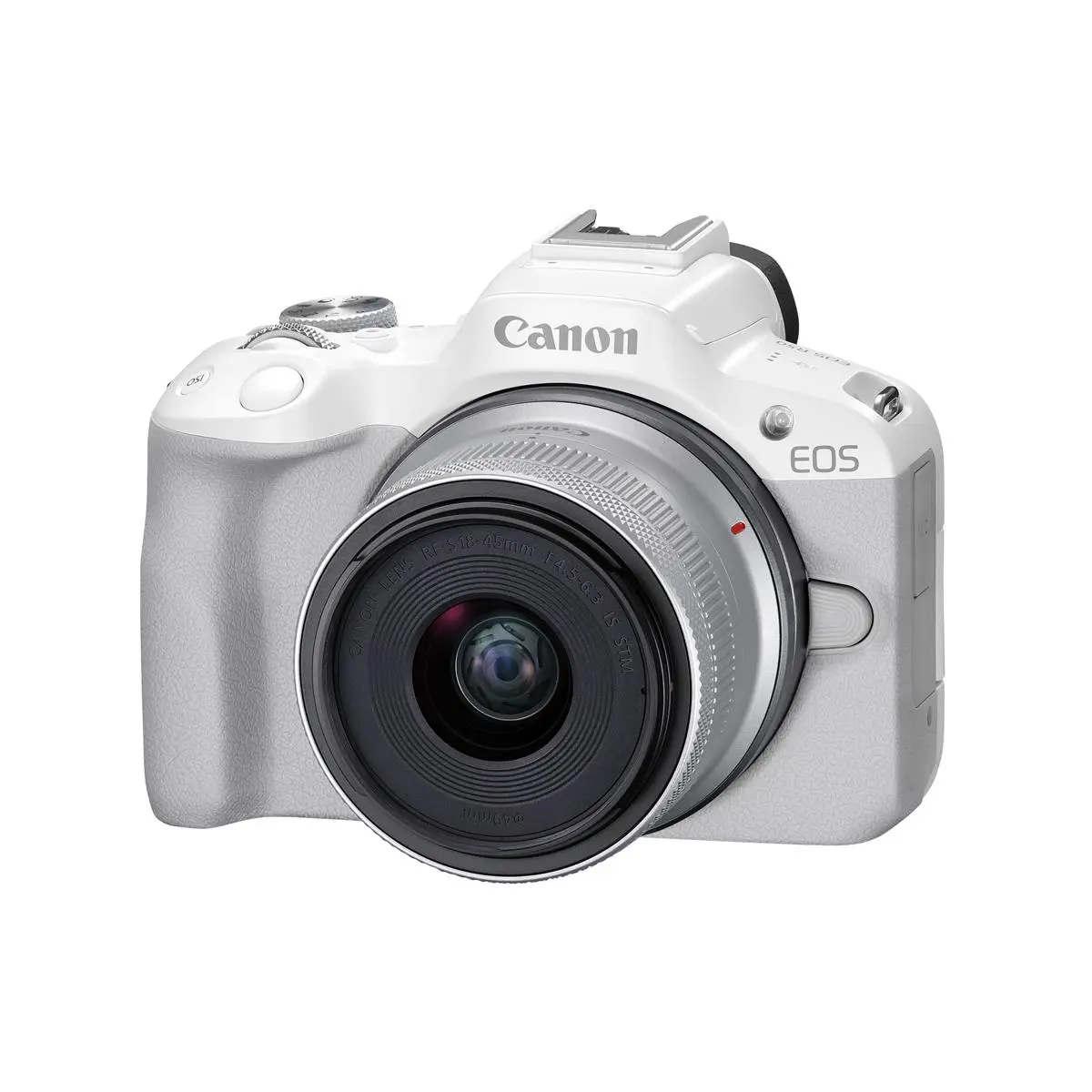 Canon EOS R50 Digital Electronic Mirrorless Camera with RF-S 18-45mm f/4.5-6.3 IS STM Lens, White