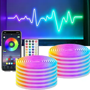 Adjustable RGB LED Strip Lights, RGB Smart Neon Rope Lights, Waterproof IP67 LED Lights for Bedroom, DIY Design, Music Sync,  Remote Control & APP Control, Multiple Modes for Bedroom, Holiday Decoration