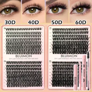 640Pcs Lash Clusters Kit Natural Individual Lashes Wispy Eyelash Extensions 8-16mm DIY Lash Extension Kit Lash Bond and Seal Waterproof, Lash Applicator, Thick False Eyelashes Kit