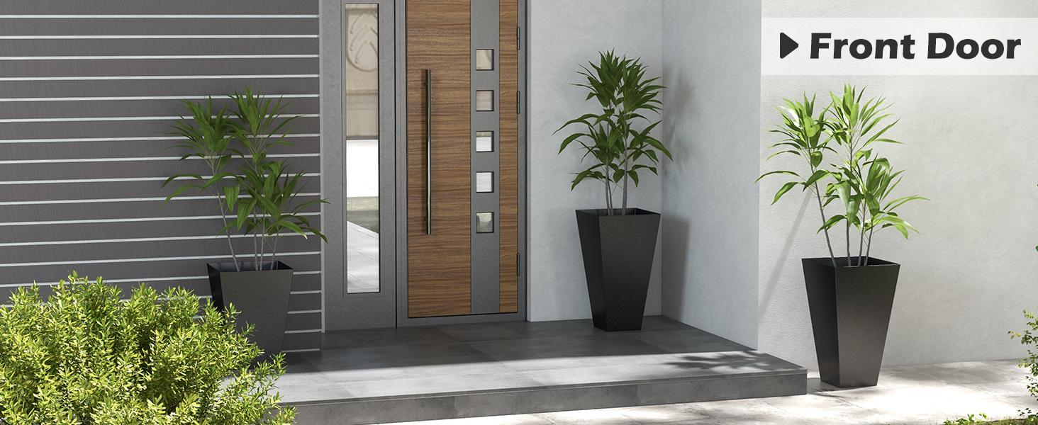 【Set of 3】Outsunny Set of 3 Tall Planters with Drainage Hole, 28" Outdoor Flower Plant Pots, Indoor Planters for Porch Patio and Deck