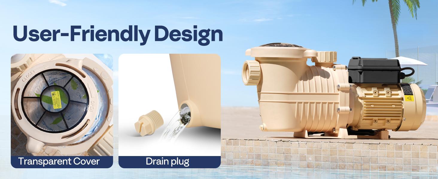 VIVOHOME 2.0HP 115V [Summervibes] Variable Speed Pool Pump, Self-Priming Energy Saving, 1.5" & 2" Inlet w/Strainer Basket for in/Above Ground Pools