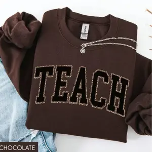 Leopard Teacher Sweatshirt, Teach Sweatshirt, Trendy Teacher Shirts, Cute Teacher Gift, Teacher Sweater, New Teacher Gift