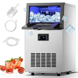 Commercial ice maker 2.0, 2100 pounds, 2-way water addition, self-cleaning large ice maker, 24-hour ice timer, 36 pound basket, Stainless steel ice maker suitable for schools, homes, bars, and RVs