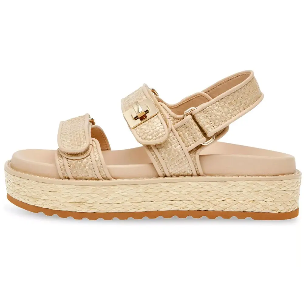 Clearance SaleWomen Raffia Platform Sandals Two Strap Adjustable Buckle Slingback Espadrille Flatform Sandals Soft Padded Insole Lightweight Non Slip Summer Footwear For Beach Vacation Daily Fashion Ladies
